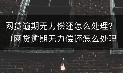 网贷逾期无力偿还怎么处理？（网贷逾期无力偿还怎么处理最好）
