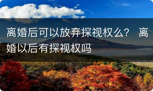离婚后可以放弃探视权么？ 离婚以后有探视权吗