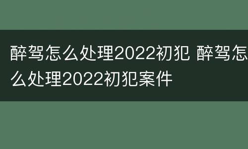 醉驾怎么处理2022初犯 醉驾怎么处理2022初犯案件