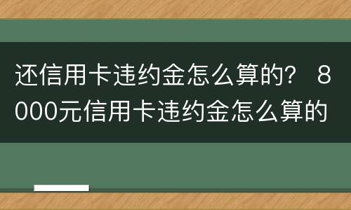 还信用卡违约金怎么算的？ 8000元信用卡违约金怎么算的