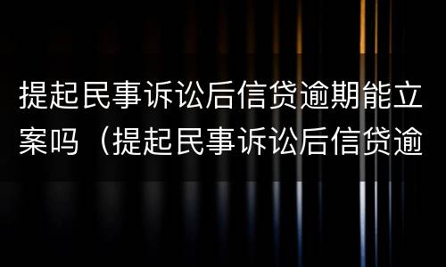 提起民事诉讼后信贷逾期能立案吗（提起民事诉讼后信贷逾期能立案吗怎么办）