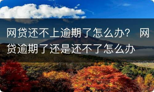 网贷还不上逾期了怎么办？ 网贷逾期了还是还不了怎么办
