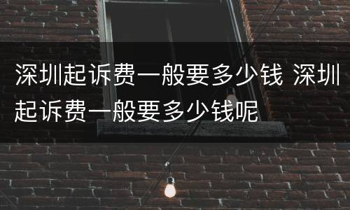 深圳起诉费一般要多少钱 深圳起诉费一般要多少钱呢