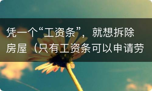 凭一个“工资条”，就想拆除房屋（只有工资条可以申请劳动仲裁吗）