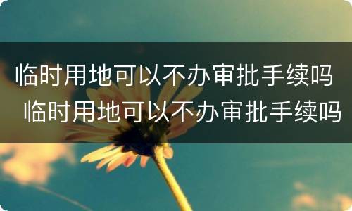 临时用地可以不办审批手续吗 临时用地可以不办审批手续吗