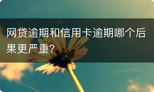 网贷逾期和信用卡逾期哪个后果更严重？