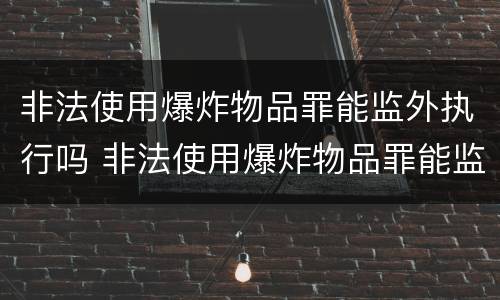 非法使用爆炸物品罪能监外执行吗 非法使用爆炸物品罪能监外执行吗