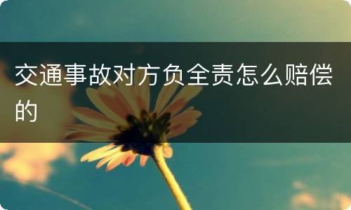 交通事故对方负全责怎么赔偿的