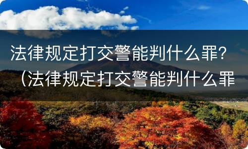 法律规定打交警能判什么罪？（法律规定打交警能判什么罪名）