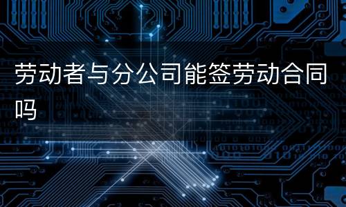 劳动者与分公司能签劳动合同吗