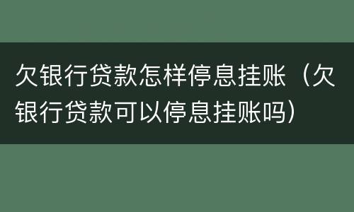欠银行贷款怎样停息挂账（欠银行贷款可以停息挂账吗）