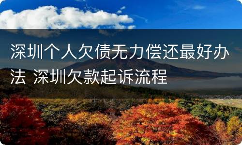 深圳个人欠债无力偿还最好办法 深圳欠款起诉流程