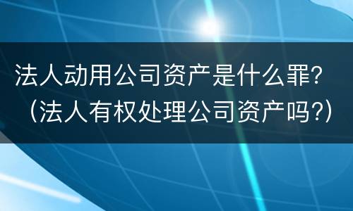 法人动用公司资产是什么罪？（法人有权处理公司资产吗?）