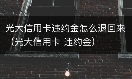 光大信用卡违约金怎么退回来（光大信用卡 违约金）
