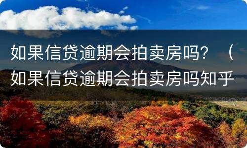 如果信贷逾期会拍卖房吗？（如果信贷逾期会拍卖房吗知乎）