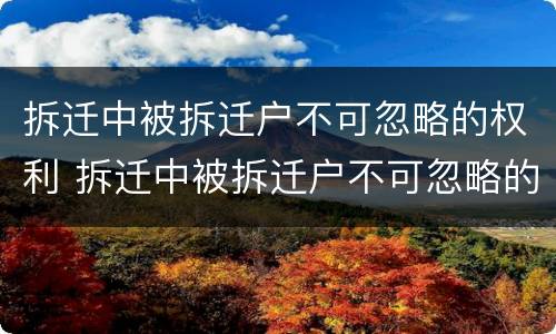 拆迁中被拆迁户不可忽略的权利 拆迁中被拆迁户不可忽略的权利是什么