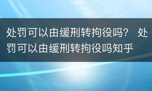 处罚可以由缓刑转拘役吗？ 处罚可以由缓刑转拘役吗知乎