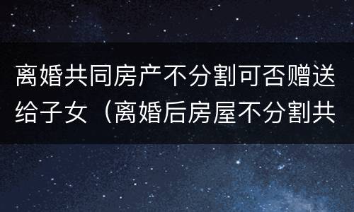 离婚共同房产不分割可否赠送给子女（离婚后房屋不分割共同拥有怎么写）