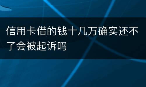 信用卡借的钱十几万确实还不了会被起诉吗