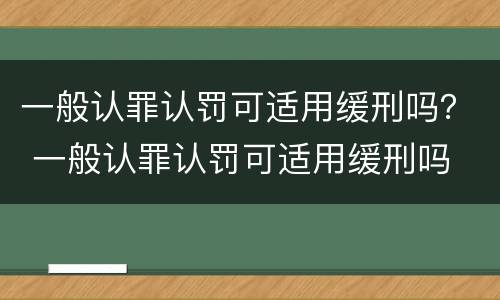 一般认罪认罚可适用缓刑吗？ 一般认罪认罚可适用缓刑吗