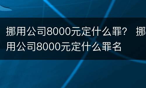 挪用公司8000元定什么罪？ 挪用公司8000元定什么罪名