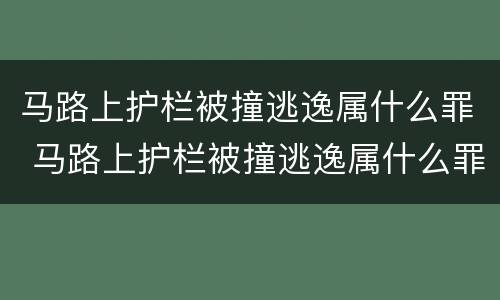 马路上护栏被撞逃逸属什么罪 马路上护栏被撞逃逸属什么罪?