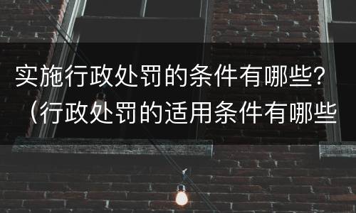 实施行政处罚的条件有哪些？（行政处罚的适用条件有哪些）