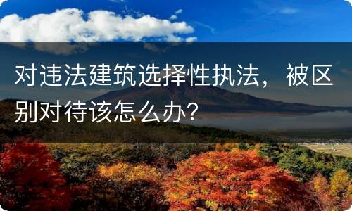 对违法建筑选择性执法，被区别对待该怎么办？