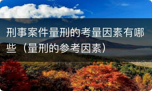 刑事案件量刑的考量因素有哪些（量刑的参考因素）