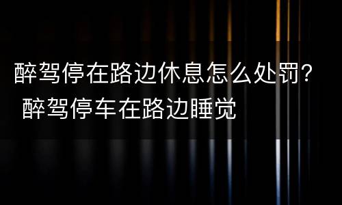 醉驾停在路边休息怎么处罚？ 醉驾停车在路边睡觉
