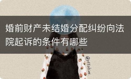 婚前财产未结婚分配纠纷向法院起诉的条件有哪些