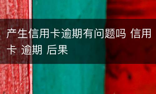 产生信用卡逾期有问题吗 信用卡 逾期 后果