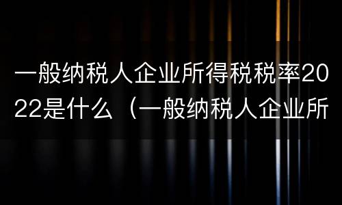 一般纳税人企业所得税税率2022是什么（一般纳税人企业所得税税率2022是什么意思）