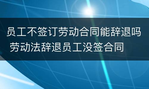 员工不签订劳动合同能辞退吗 劳动法辞退员工没签合同
