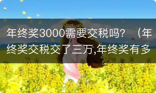 年终奖3000需要交税吗？（年终奖交税交了三万,年终奖有多钱）