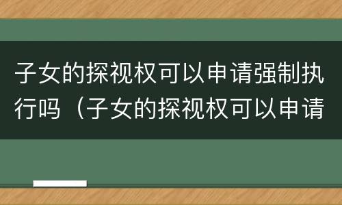子女的探视权可以申请强制执行吗（子女的探视权可以申请强制执行吗）