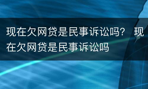 现在欠网贷是民事诉讼吗？ 现在欠网贷是民事诉讼吗