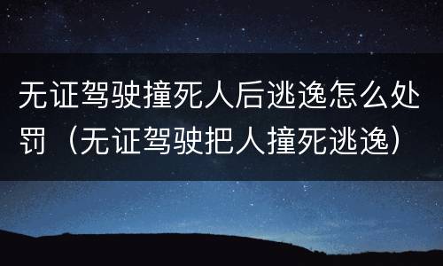 无证驾驶撞死人后逃逸怎么处罚（无证驾驶把人撞死逃逸）