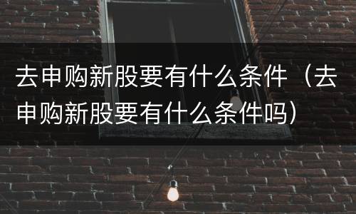 去申购新股要有什么条件（去申购新股要有什么条件吗）