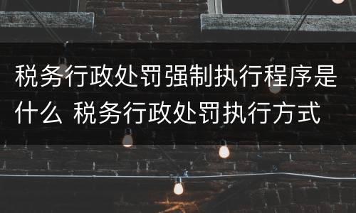 税务行政处罚强制执行程序是什么 税务行政处罚执行方式