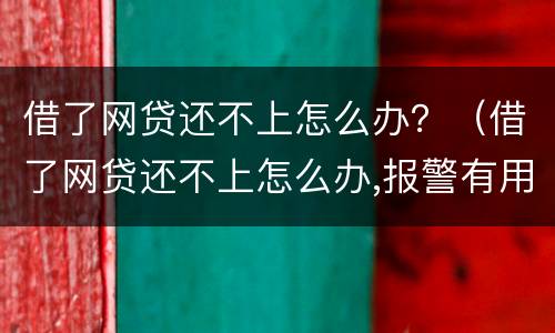 借了网贷还不上怎么办？（借了网贷还不上怎么办,报警有用吗）