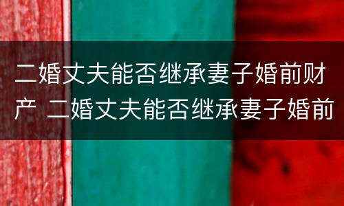 二婚丈夫能否继承妻子婚前财产 二婚丈夫能否继承妻子婚前财产呢