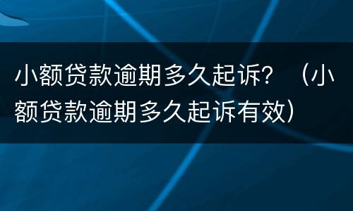 小额贷款逾期多久起诉？（小额贷款逾期多久起诉有效）