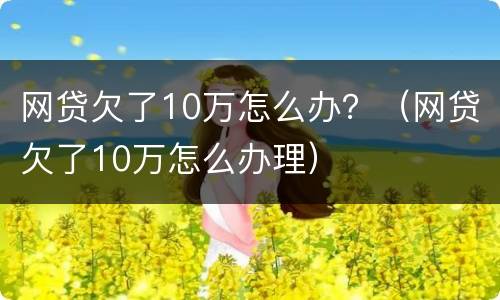 网贷欠了10万怎么办？（网贷欠了10万怎么办理）