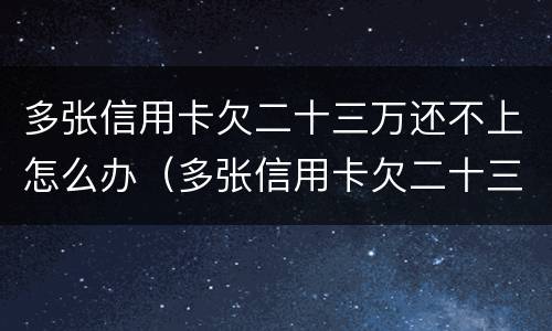 多张信用卡欠二十三万还不上怎么办（多张信用卡欠二十三万还不上怎么办呢）