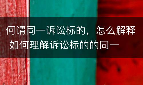 何谓同一诉讼标的，怎么解释 如何理解诉讼标的的同一