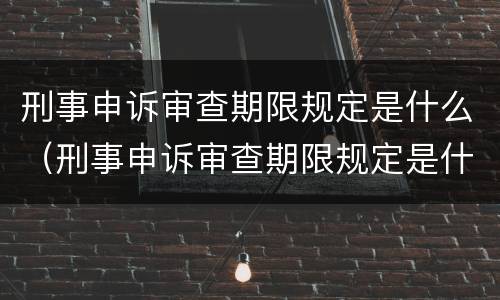 刑事申诉审查期限规定是什么（刑事申诉审查期限规定是什么时间）