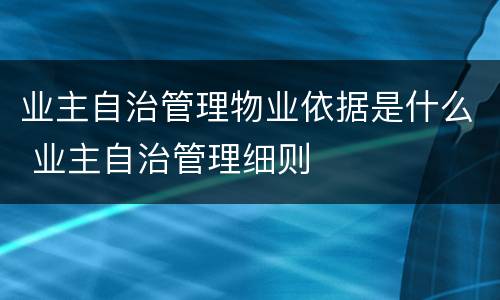业主自治管理物业依据是什么 业主自治管理细则
