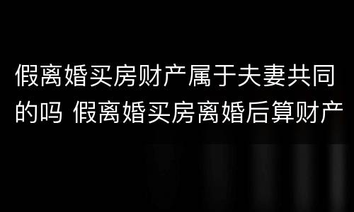 假离婚买房财产属于夫妻共同的吗 假离婚买房离婚后算财产吗