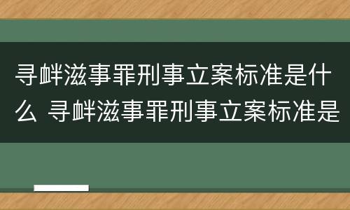 寻衅滋事罪刑事立案标准是什么 寻衅滋事罪刑事立案标准是什么意思